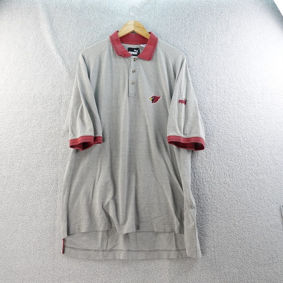 Vintage Puma Cardinals NFL Polo Shirt Mens 2XL Arizona Gray Red Football AZ Card - Picture 1 of 6